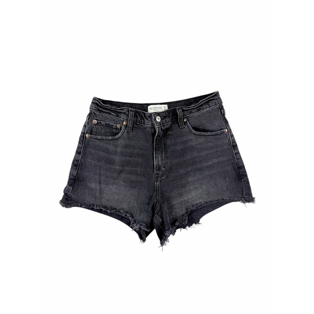 Abercrombie & Fitch The ’90s Relaxed Cutoff Shorts High Rise Black Denim Size 29